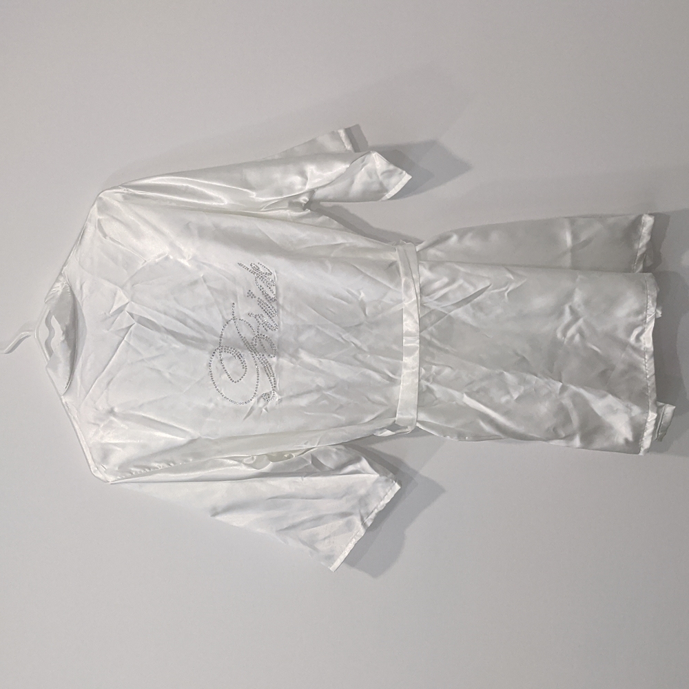 Short Kimono Satin Bride Robe with Sash